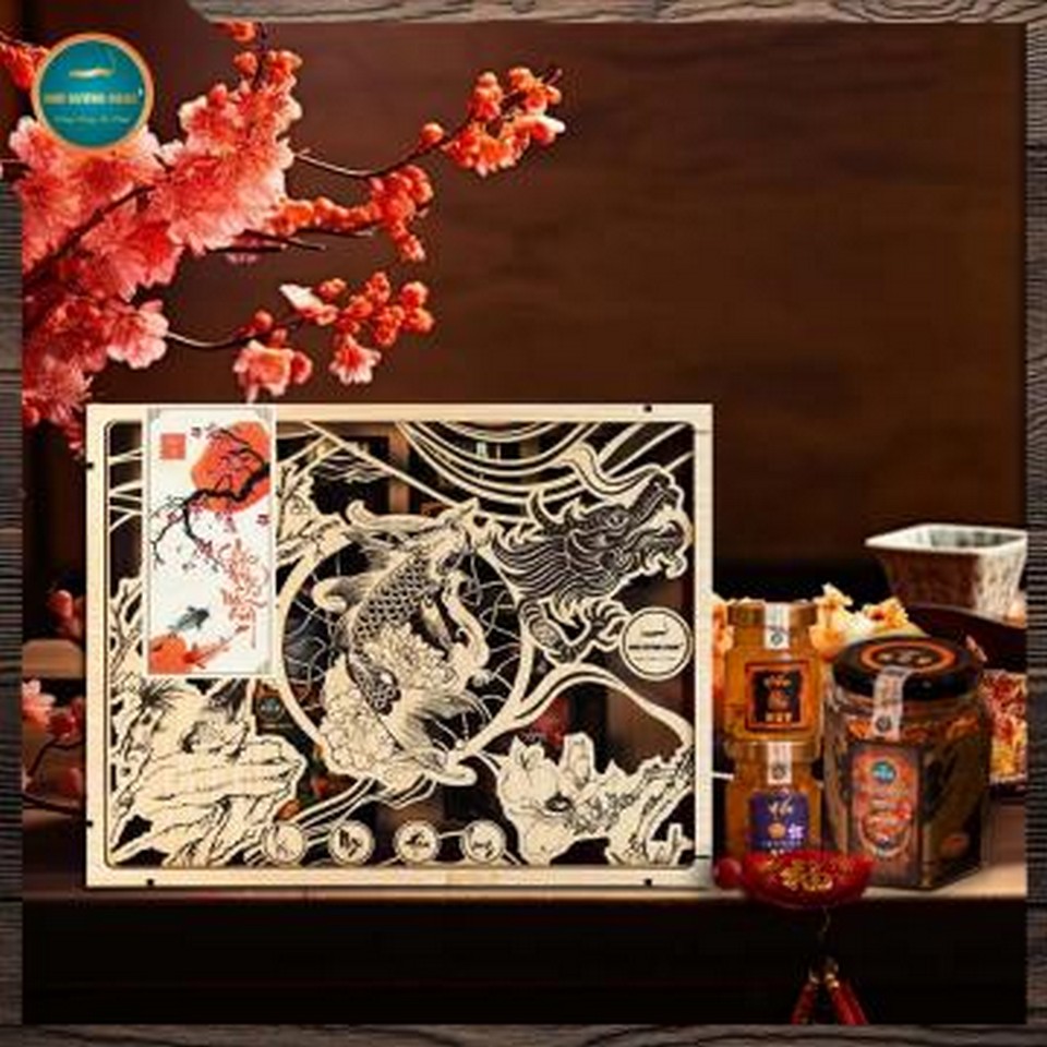 Combo quà tặng Lý Ngư Hóa Long Kim Cương Vàng