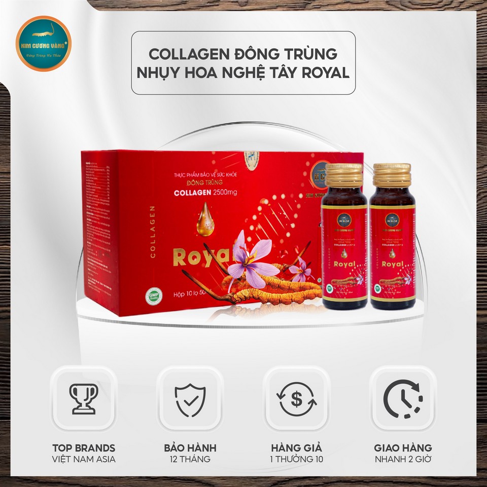 Collagen Royal đông trùng Saffron Kim Cương Vàng