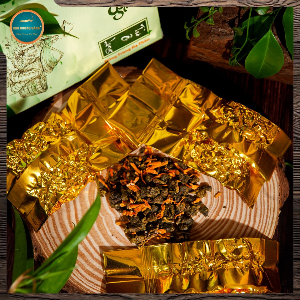 Trà ô long đông trùng hạ thảo Kim Cương Vàng