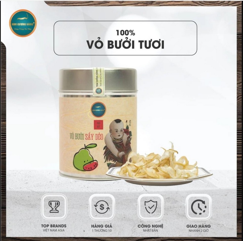 Vỏ bưởi sấy dẻo Kim Cương Vàng